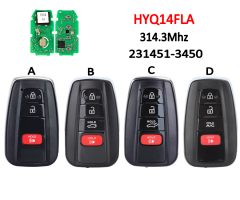 3/4 Button smart key 314.3Mhz 231451-3450  FCC：HYQ14FLA For T-Toyota Highlander Prius Prime 2021 2022 2023