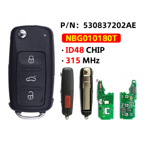 4Button Remote key 315MHZ 48 chip FCCID:NBG010180T for VW P/N: 5K0 837 202AE