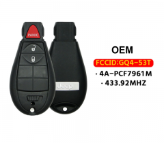OEM 3-Button Fobik 433Mhz 4A Chip GQ4-53T  PN: 68105081AG For 2014-2021 Jeep Cherokee