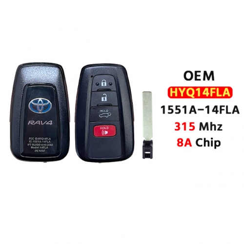 OEM 4-Button Smart Key 315Mhz 8A Chip HYQ14FLA For 2014-2022 T-Toyota RAV4