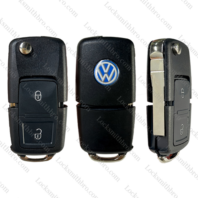 LockSmithbro 2 Button Separable VW Flip Remote Key Shell With Logo
