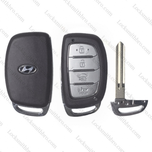 4 Button For T-Hyundai smart Key Shell Right blade With Logo (with Battery Holder)