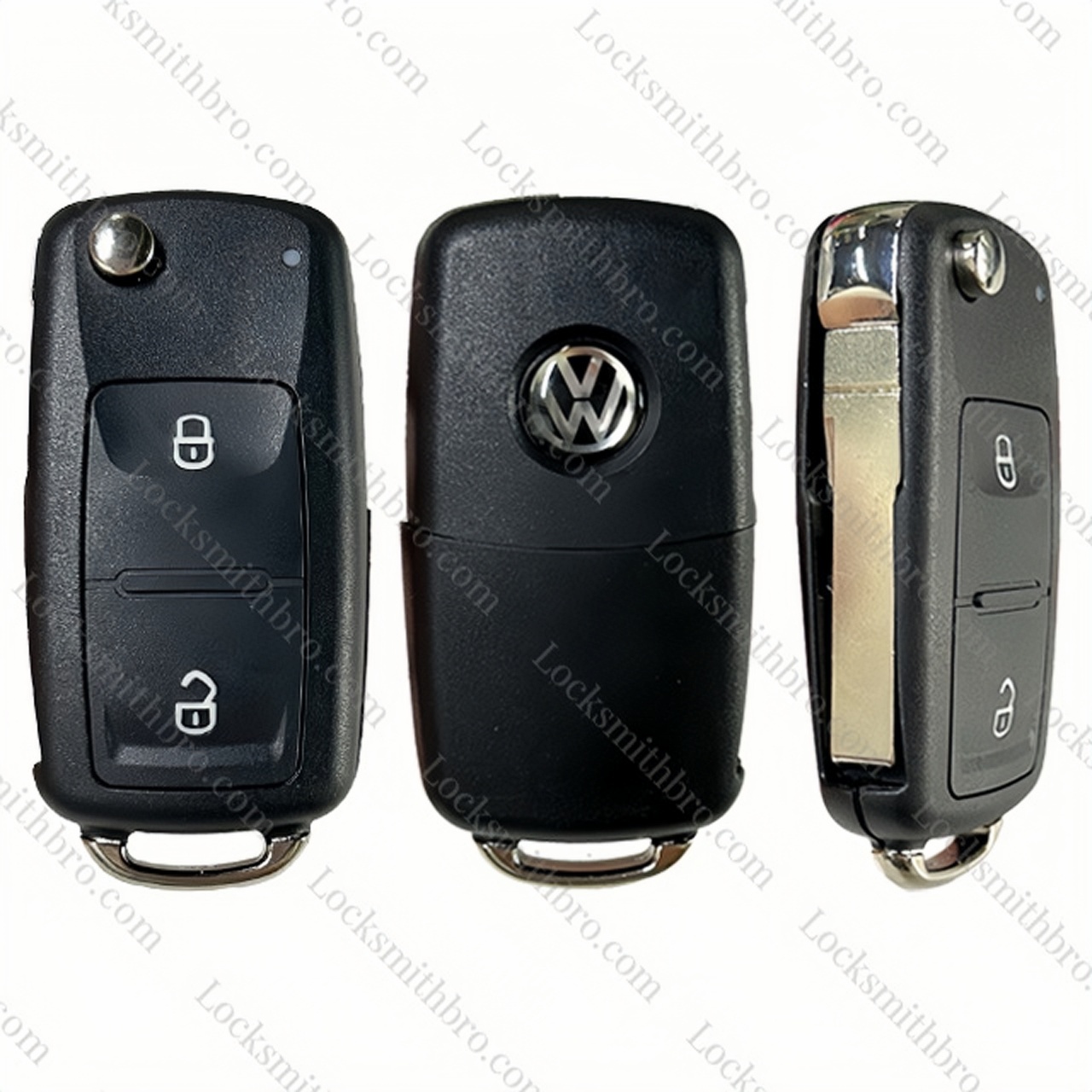 LockSmithbro 2 Button Inseparable VW Flip Remote Key Shell With Logo