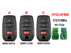 3/4Button T-Toyota smart key 312/314Mhz 4A FCC:HYQ14FBW For  T-Toyota Corolla Cross 2022-2024