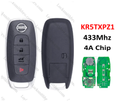 4Button T-Nissan smart key 433Mhz 4A Chip KR5TXPZ1  For T-Nissan Versa 2023-2024