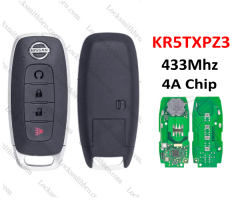 4Button T-Nissan smart key 433Mhz 4A Chip KR5TXPZ3  For T-Nissan Rogue 2023-2024