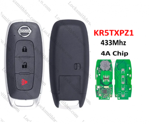 3Button T-Nissan smart key 433Mhz 4A Chip KR5TXPZ1  For T-Nissan  Versa Pathfinder Rogue Kicks Qashqai Aryia 2023