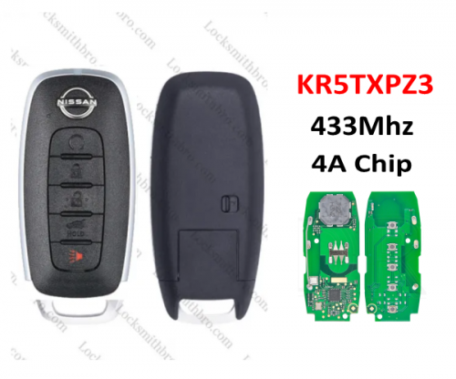 4Button T-Nissan smart key 433Mhz 4A Chip KR5TXPZ3  For T-Nissan Sentra 2024