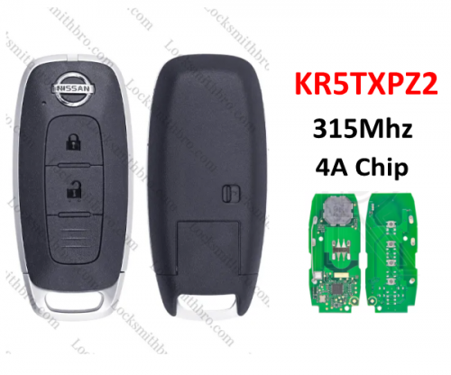 2Button T-Nissan smart key 315Mhz 4A Chip KR5TXPZ2 S180146104  For T-Nissan X-Trail Pathfinder 2023