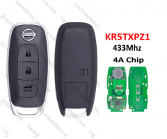 3Button T-Nissan smart key 433Mhz 4A Chip KR5TXPZ1  For T-Nissan Qashqai 2023 （SUV）