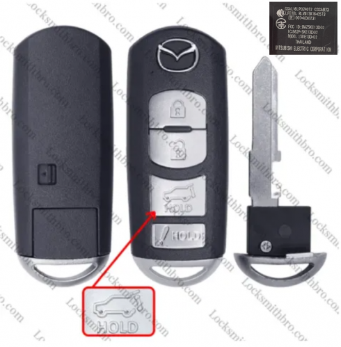 4 Buttons Smart remote Key Shell  for Mazda D02 with logo（SUV）