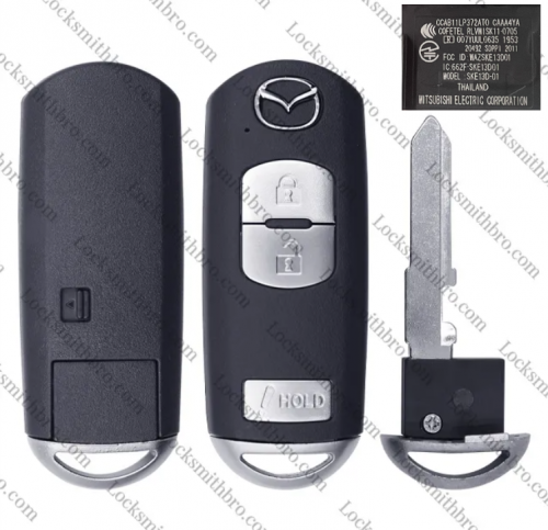 2+1 Buttons Smart remote Key shell for Mazda D01  with Logo