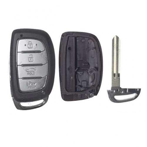 4 Button For T-Hyundai smart Key Shell Right blade With Logo (with Battery Holder)