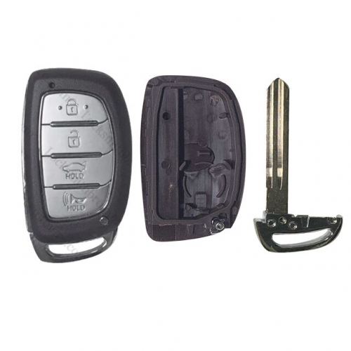 4 Button For T-Hyundai smart Key Shell Left blade With Logo (with Battery Holder)