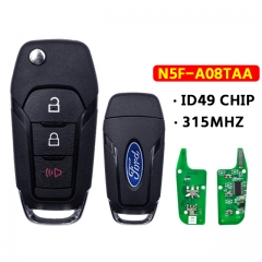 Flip Remote Key Fob 2+1 Buttons 315Mhz N5F-A08TAA ID49 For Ford S-MAX GALAXY MONDEO Mk2 Mk7 Explorer Ranger
