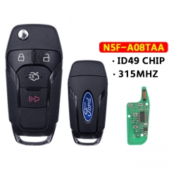 Flip Remote Key Fob 3+1Buttons 315Mhz N5F-A08TAA ID49 For Ford S-MAX GALAXY MONDEO Mk2 Mk7 Explorer Ranger SK165036