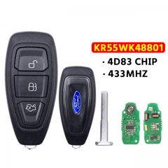 3Buttons 434/433Mhz Smart Remote Key Keyless Fob For KR55WK48801 4D83 Chip For Ford FOCUS FIESTA KUGA C-Max Mondeo Kuga