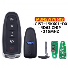 5Button remote key For Ford Foucs C-max Maverick Escape 2013-2018 M3N5WY8609 CJ5T-15K601-DX 315MHz 4D63 chip  HU101 Blade