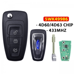 3 Buttons Car Remote Key for Ford Focus Mondeo 1999-2007 Flip Car Key FO21 Blade 4D60/4D63 Chip  433Mhz