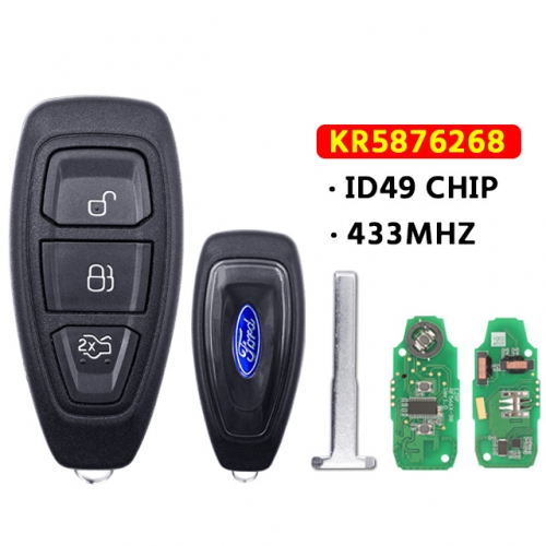 3Buttons Remote Car Key for Ford Focus C-Max Focus Grand C-Max Mondeo 2014-2018 Key for Car 433mhz ID49 Chip KR5876268 FSK