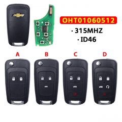 2/3/4/5 Buttons Remote Car key Fob For Chevrolet OHT01060512 315Mhz For Chevrolet Aveo Cruze Orlando With ID46 Chip