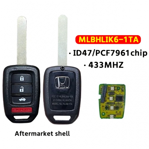 OEM Board 3+1Buttons Remote key  MLBHLIK6-1TA 433Mhz PCF7961 ID47 Chip For Honda Accord CR-V CIVIC 2016 2017