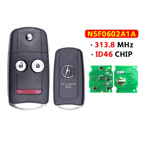 2+1 Button Flip Remote Key For Acura MDX 313.8MHZ ID46chip(FCC#:N5F0602A1A)