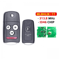3+1 Button Flip Remote Key For Acura MDX 313.8MHZ ID46chip  FCC:MLBHLIK-1T