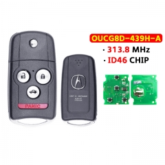 4 Button Remote Smart Car Key 313.8MHz ID46 Chip FCC ID: OUCG8D-439H-A for Acura TL 2007 2008 with Uncut Blade