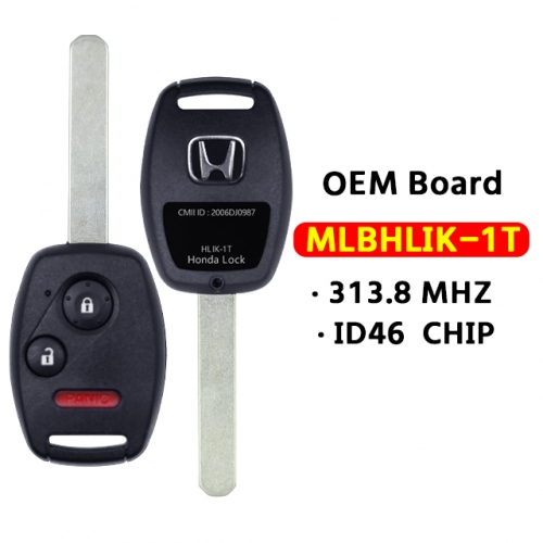 2+1Button  Remote Smart Car Key Fob  313.8Mhz  ID46 PCF7961 Chip MLBHLK-1T For Honda Accord MLBHLIK-1T（OEM Board）