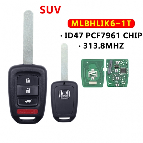 SUV 3+1 Buttons Car Remote Key for Honda MLBHLIK6-1T for Honda CR-V HR-V 2015-2017 313.8mhz