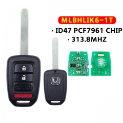 2+1 Buttons Remote Car key For Honda 313.8Mhz PCF7961 Chip For Honda CR-V 2013 2014 2015 MLBHLIK6-1T Car keys