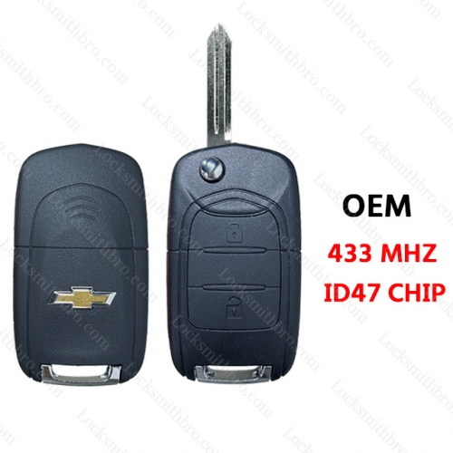Original 2Button Chevrolet flip remote Key 433Mhz ID47 chip For 2020-2023 Chevrolet Captiva