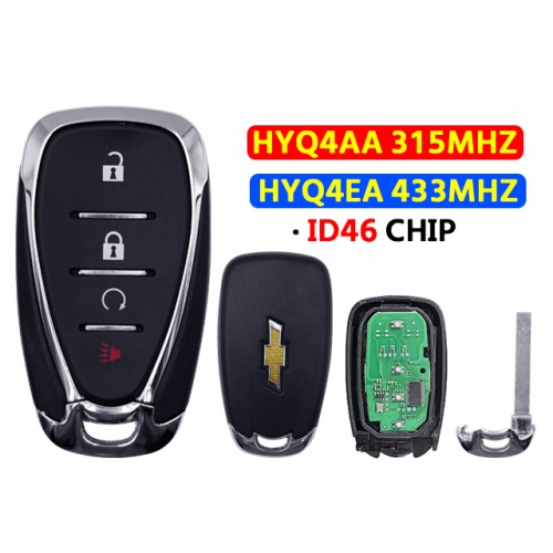 4 Button Remote Car Key ID46 Chip 315/433Mhz For Chevrolet Cruze Spark Camaro Equinox Malibu2017-2018 HYQ4AA/HYQ4EA
