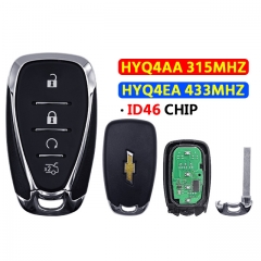 4 Button Remote Car Key ID46 Chip 315/433Mhz For Chevrolet Cruze Spark Camaro Equinox Malibu2017-2018 HYQ4AA/HYQ4EA