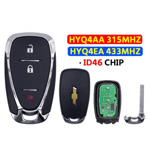 3 Button Remote Car Key ID46 Chip 315/433Mhz For Chevrolet Cruze Spark Camaro Equinox Malibu2017-2018 HYQ4AA/HYQ4EA