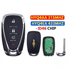 4 Button Remote Car Key ID46 Chip 315/433Mhz For Chevrolet Cruze Spark Camaro Equinox Malibu2017-2018 HYQ4AA/HYQ4EA