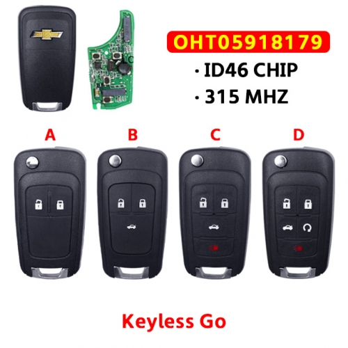2/3/4/5 Buttons Remote Car key Fob For Chevrolet OHT05918179 315Mhz Keyless go For Chevrolet Aveo Cruze Orlando With ID46 Chip