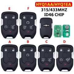 3/4/5/6Buttons Remote Control Key 315/433Mhz ID46chip For Chevrolet GMC FCC：HYQ1AA/HYQ1EA