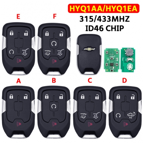 3/4/5/6Buttons Remote Control Key 315/433Mhz ID46chip For Chevrolet GMC FCC：HYQ1AA/HYQ1EA