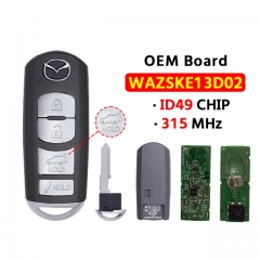 4Button Mazda OEM board Smart key 315Mhz ID49 chip FCC：WAZSKE13D02（Hatch Button）