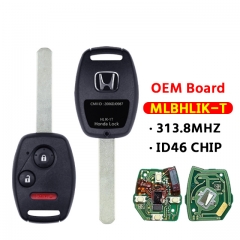 2+1Button  Remote Smart Car Key Fob  313.8Mhz  ID46 PCF7961 Chip MLBHLK-1T For Honda Accord MLBHLIK-1T（OEM Board）