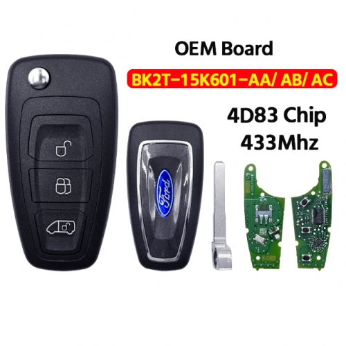 OEM board 3Button  Remote  Car Key BK2T-15K601-AA/ AB/ AC 433MHz 4D83 Chip for Ford Transit Custom 2014 2015 2016