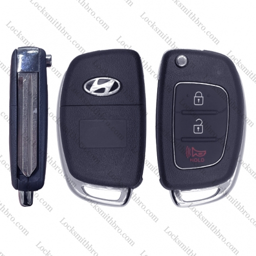 LockSmithbro 3 Button Right Blade ForHyundai Remote Key Shell With Logo