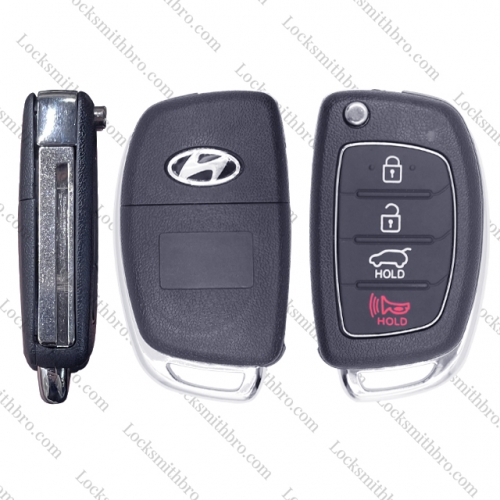 LockSmithbro 4 Button Left Blade ForHyundai Remote Key Shell With Logo