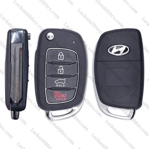 LockSmithbro 4 Button Left Blade ForHyundai Remote Key Shell With Logo