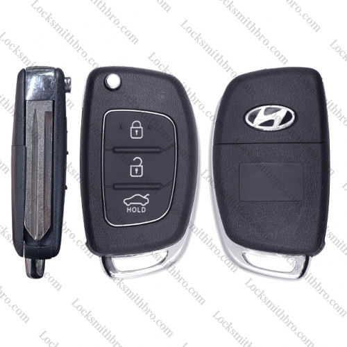 LockSmithbro 3 Button Left Blade ForHyundai Remote Key Shell With Logo