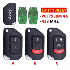 For the new Jeep T-Wrangler smart folding remote control JEEP T-Wrangler smart card key 433MHZ 4A chip  FCC:OHT1130261