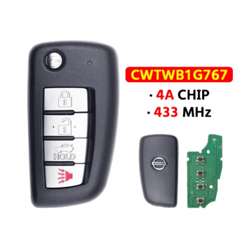 4Button Remote Key 433Mhz 4A PCF7961M Chip CWTWB1G767 For T-Nissan Rogue X-Trail Qashqai Juke T-Pulsar With LOGO