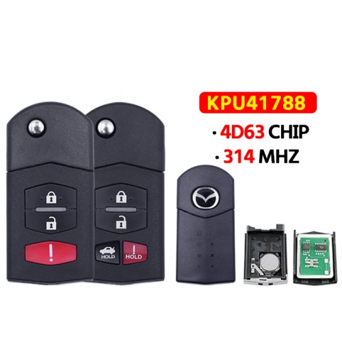 3/4Button KPU41788 Flip Smart Car Key for Mazda 6 Sedan RX-8 2005 2006 2007 2008 Car Remote Key Fob 313.8MHz 4D63 Chip